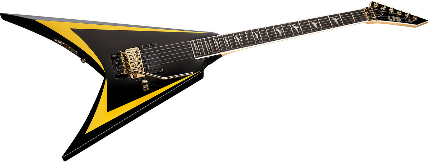 Ltd Alexi Laiho Alexi Arrowhead Se 20th Ann. Signature 1h Fr Eb - Black With Yellow Bevels - Guitare Électrique MÉtal - Variation 2