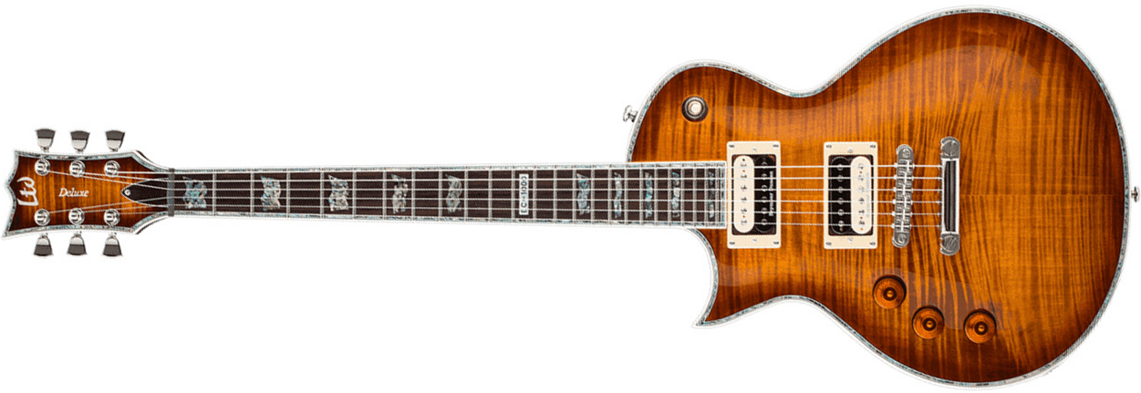 Ltd Ec-1000 Lh Gaucher Seymour Duncan - Amber Sunburst - Guitare Électrique Gaucher - Main picture