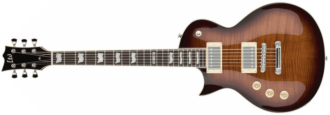 Ltd Ec-256fm Lh Gaucher Hh Ht Jat - Dark Brown Sunburst - Guitare Électrique Gaucher - Main picture