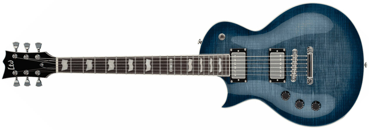 Ltd Ec-256fm Lh Gaucher Hh Ht Jat - Cobalt Blue - Guitare Électrique Gaucher - Main picture