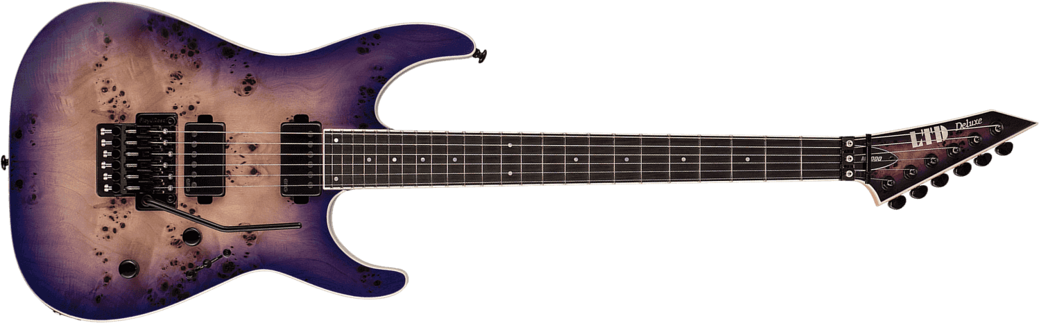 Ltd M-1000 Deluxe Hh Emg Trem Eb - Purple Natural Burst - Guitare Électrique Forme Str - Main picture