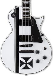 Guitare électrique single cut Ltd James Hetfield Iron Cross - Snow white w/ black stripes