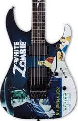 Guitare électrique forme str Ltd Kirk Hammett KH-WZ - Black with white zombie graphic