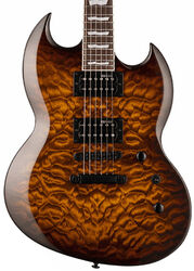 Guitare électrique double cut Ltd Viper-256 - Dark brown sunburst