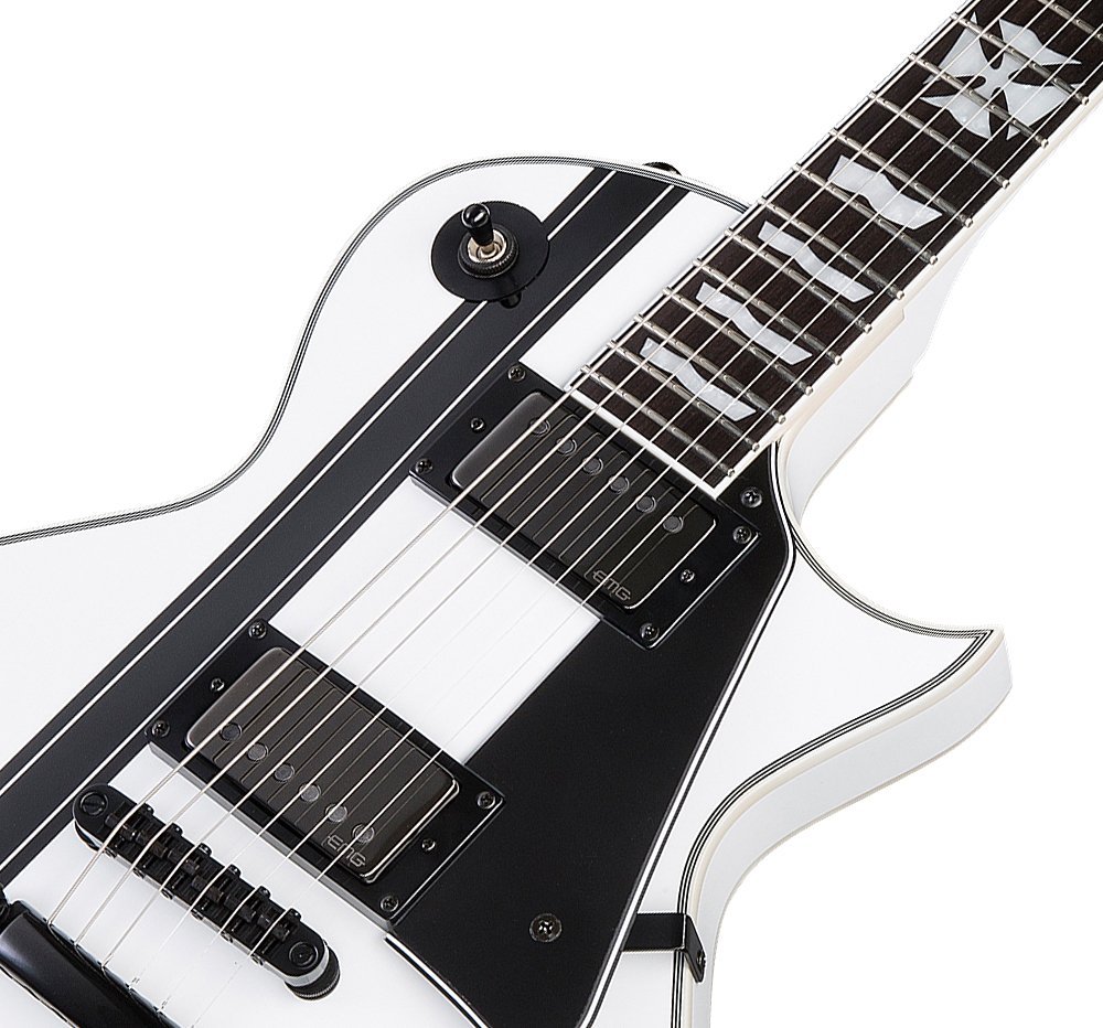 Ltd James Hetfield Iron Cross - Snow White W/ Black Stripes - Guitare Électrique Single Cut - Variation 3