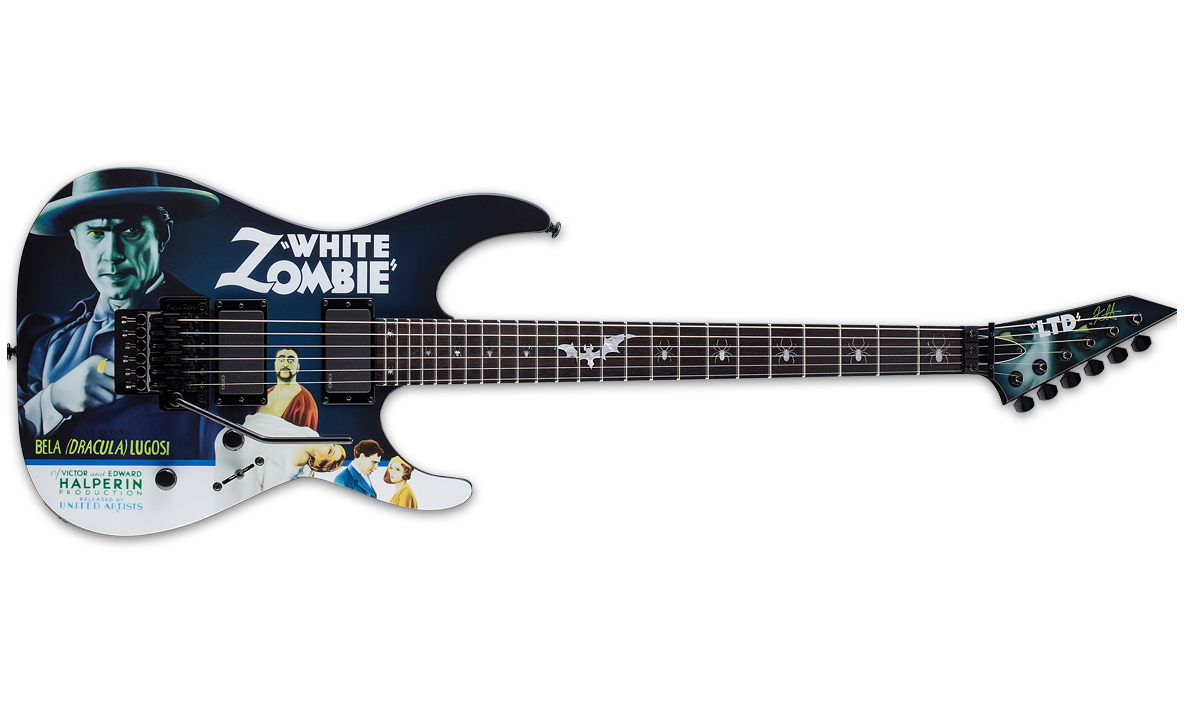 Ltd Kirk Hammett Kh Wz - Black With White Zombie Graphic - Guitare Électrique Forme Str - Variation 1