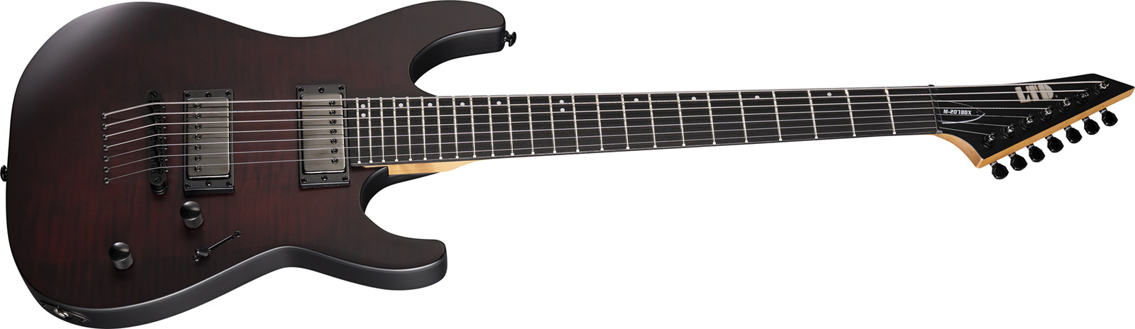 Ltd M-207 Baritone Dx 7-cordes Ht Hh Rw - Crimson Satin - Guitare Électrique Forme Str - Variation 2