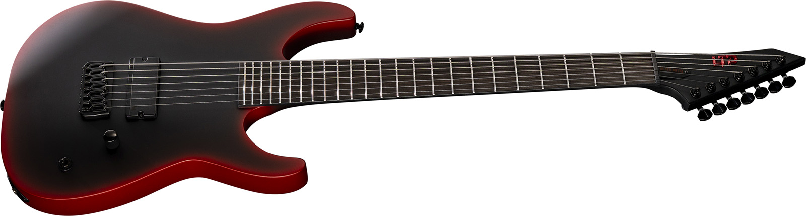 Ltd M-7 Baritone Black Metal Series 7-cordes Ht 1h Eb - Black Red Burst Satin - Guitare Électrique Forme Str - Variation 2