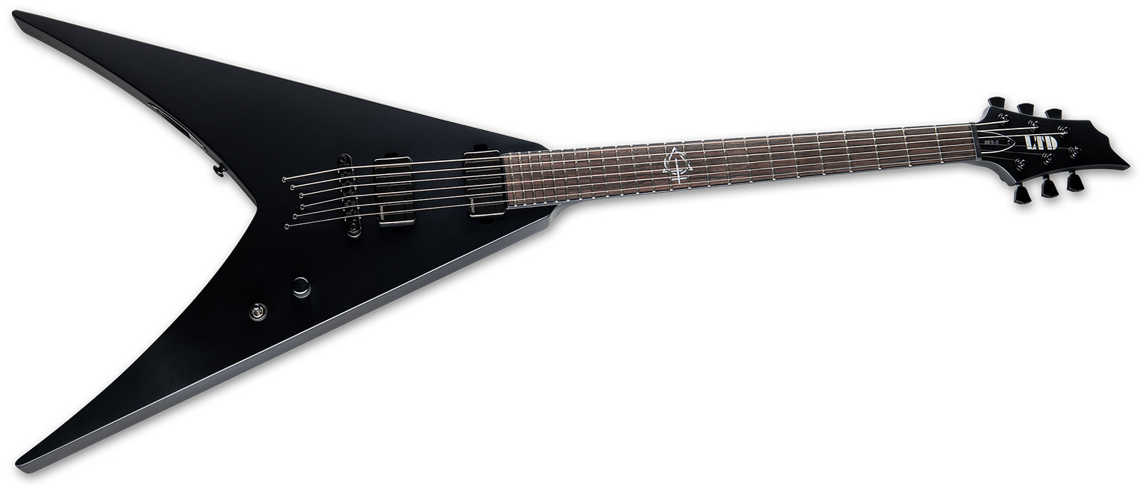 Ltd Nergal Hex-6 Signature 2h Fishman Fluence Ht Eb - Black Satin - Guitare Électrique Signature - Variation 1
