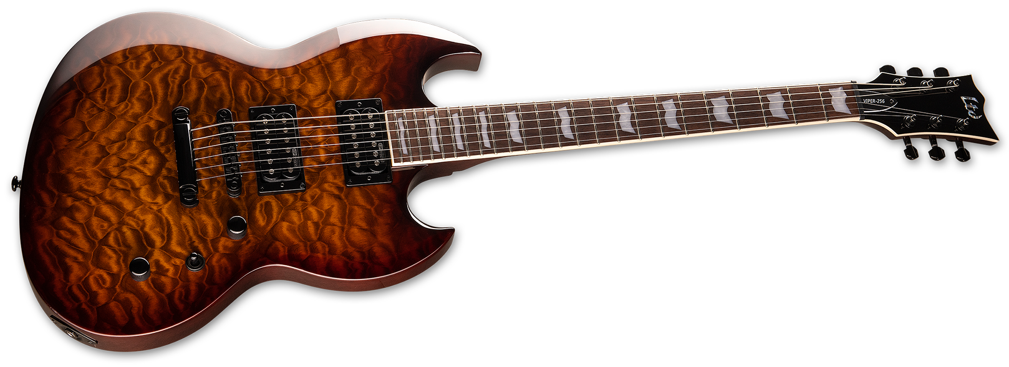 Ltd Viper-256 Hh Ht Jat - Dark Brown Sunburst - Guitare Électrique Double Cut - Variation 1