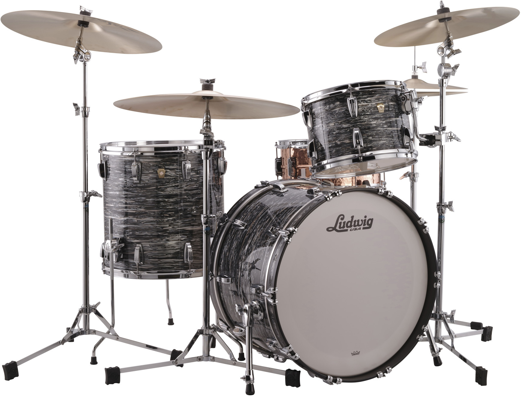 Ludwig Kit Classic Maple  Fab V 3 Futs - 3 FÛts - Vintage Black Oyster - Batterie Acoustique Standard - Main picture