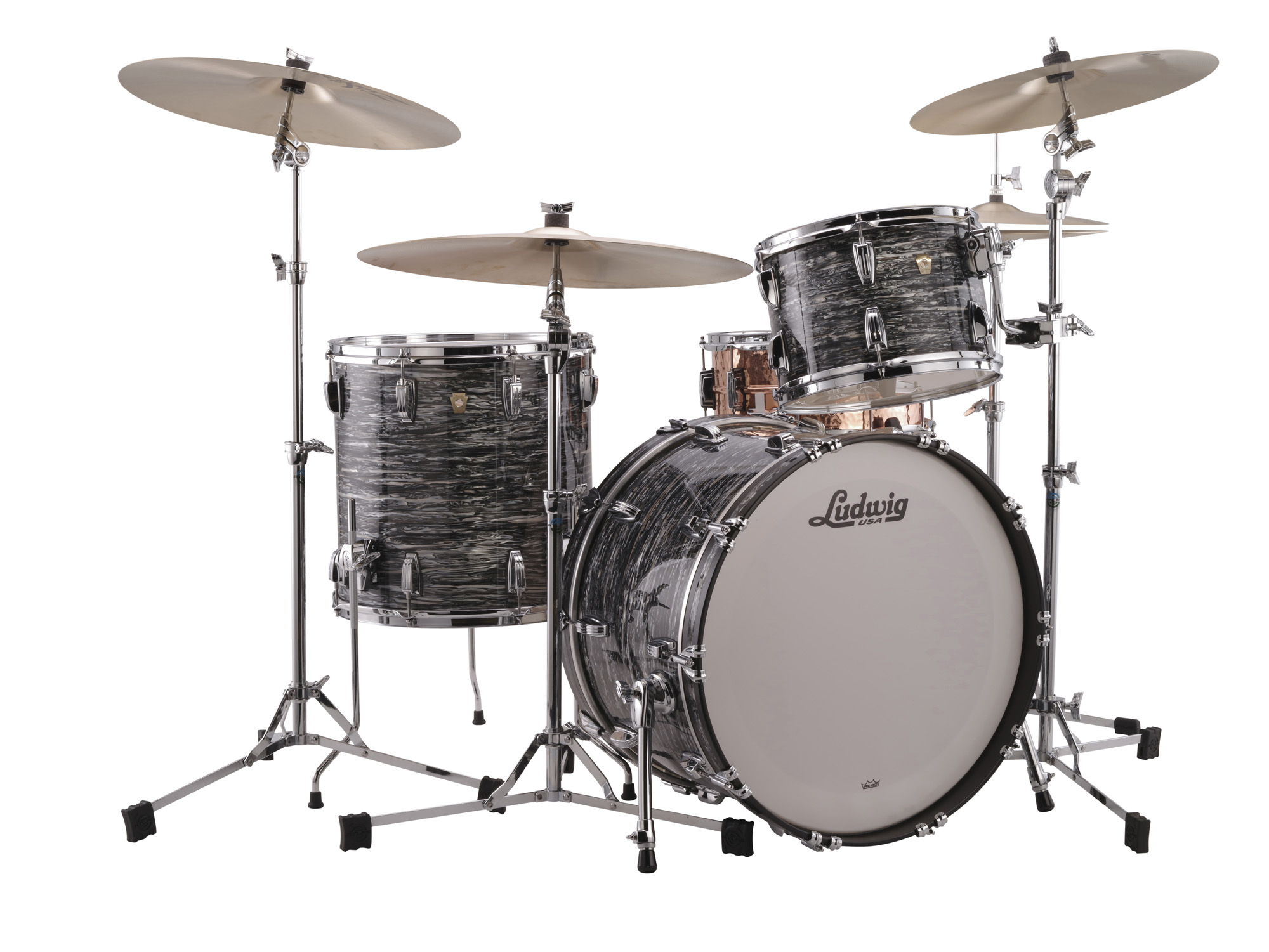 Ludwig Kit Classic Maple  Fab V 3 Futs - 3 FÛts - Vintage Black Oyster - Batterie Acoustique Standard - Variation 1