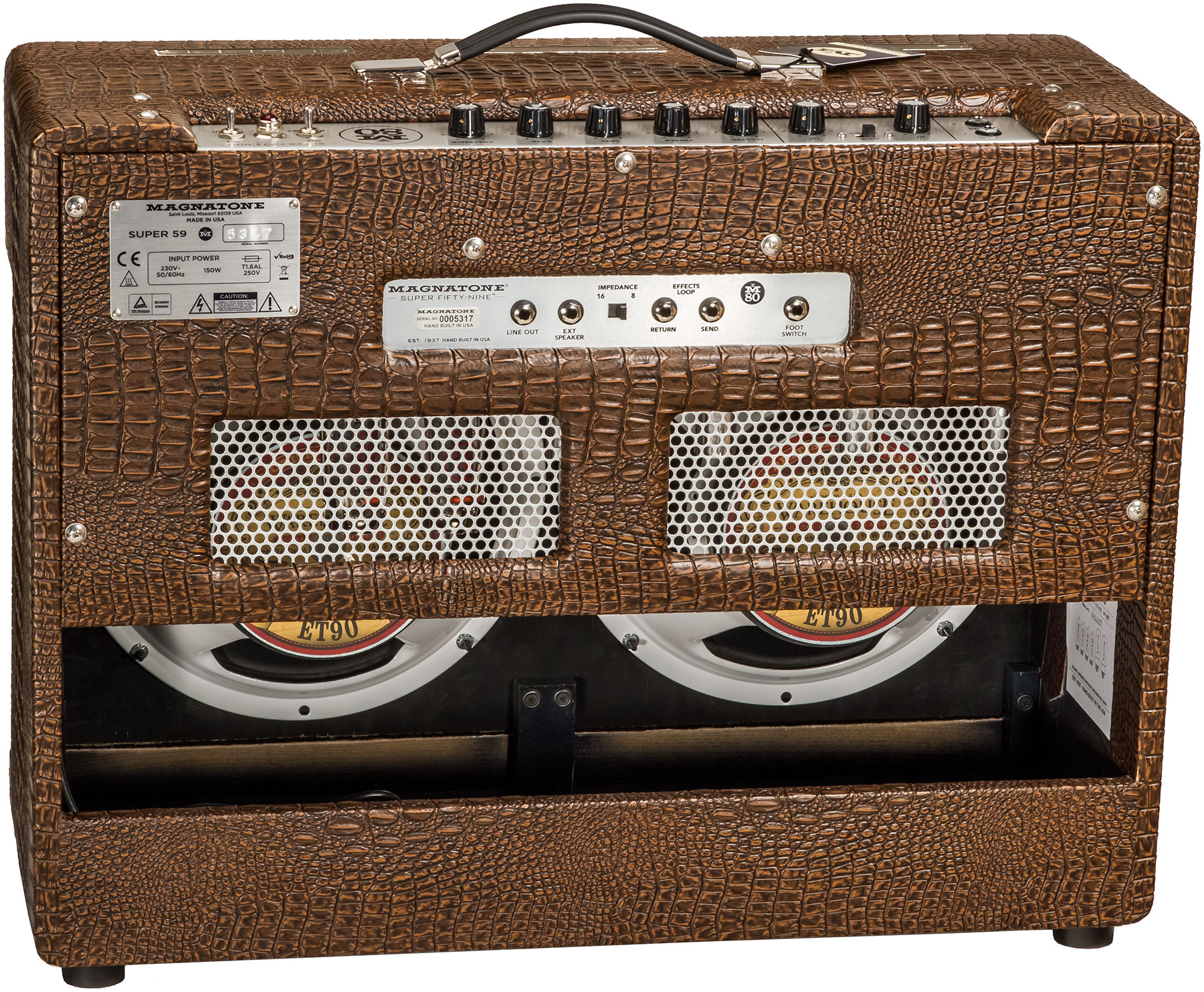 Magnatone Master Collection Super Fifty-nine M-80 Combo 45w 2x12 Croc Ostridge Brown - Ampli Guitare Électrique Combo - Variation 1