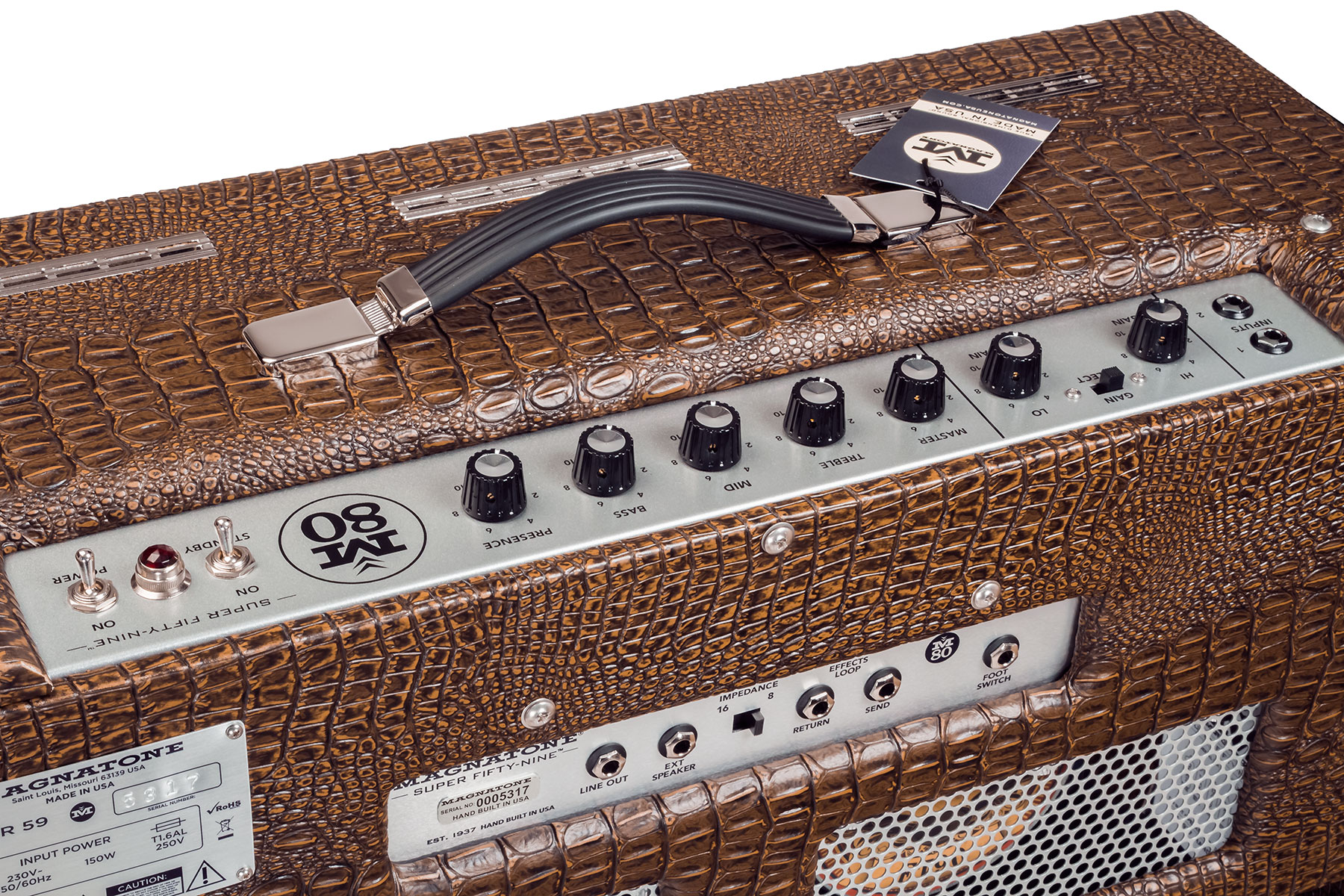 Magnatone Master Collection Super Fifty-nine M-80 Combo 45w 2x12 Croc Ostridge Brown - Ampli Guitare Électrique Combo - Variation 2