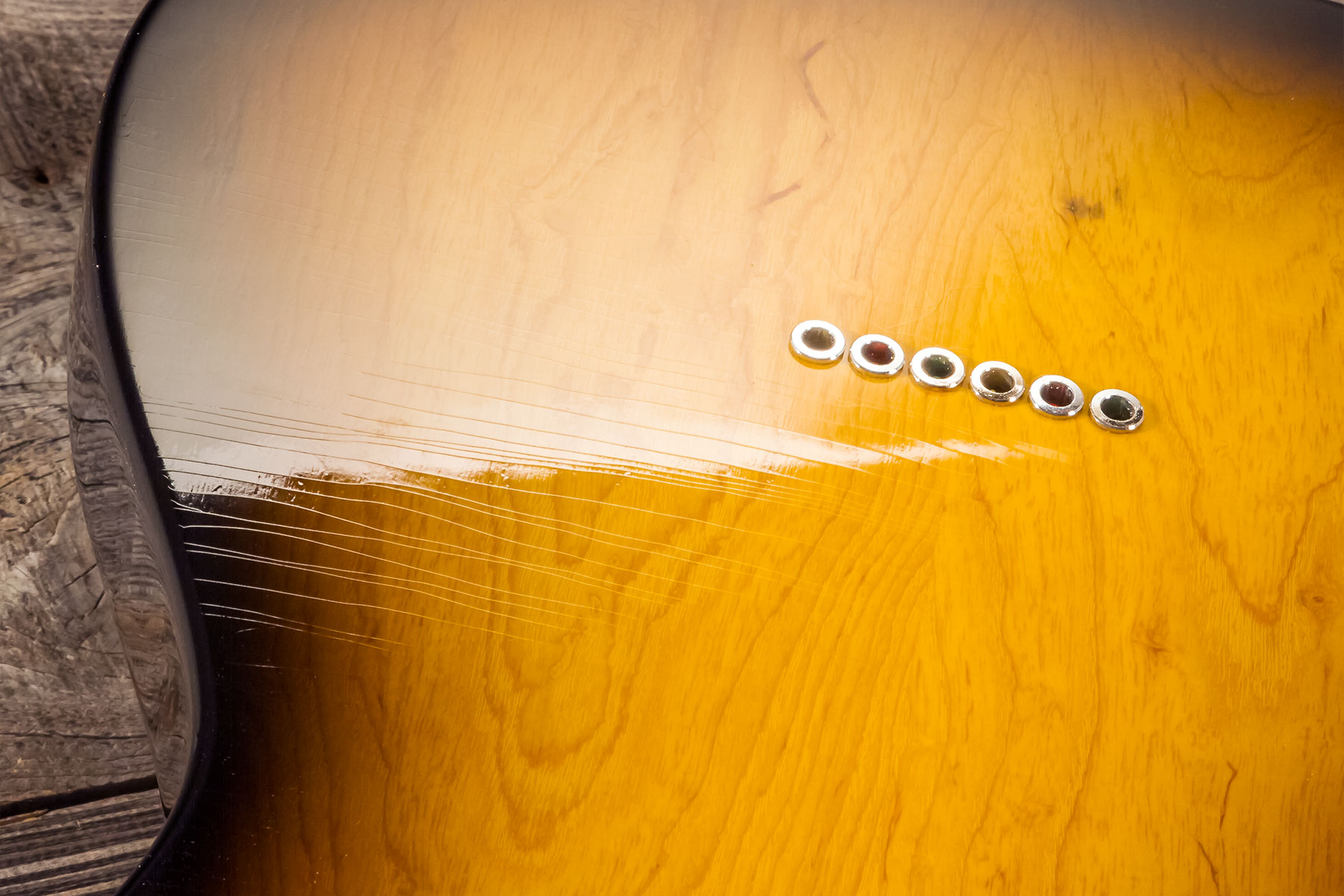 Marceau Guitars Elegante Traditional 2s Ht Mn #t316324 - Soft Relic 3 Tons Burst - Guitare Électrique Forme Tel - Variation 8