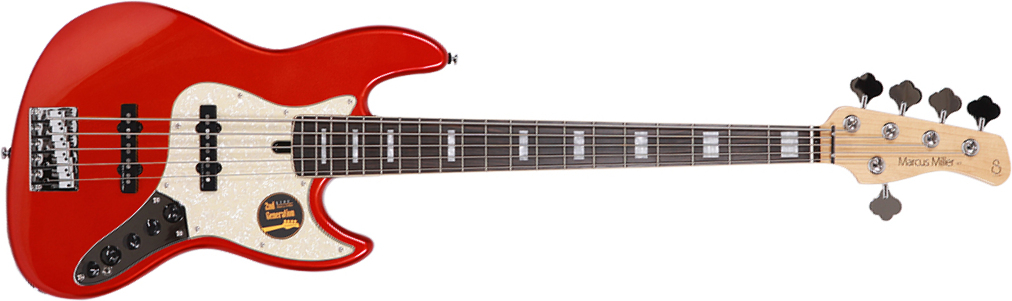 Marcus Miller V7 Alder 5st 2nd Generation 5-cordes Eb Sans Housse - Bright Metallic Red - Basse Électrique Solid Body - Main picture