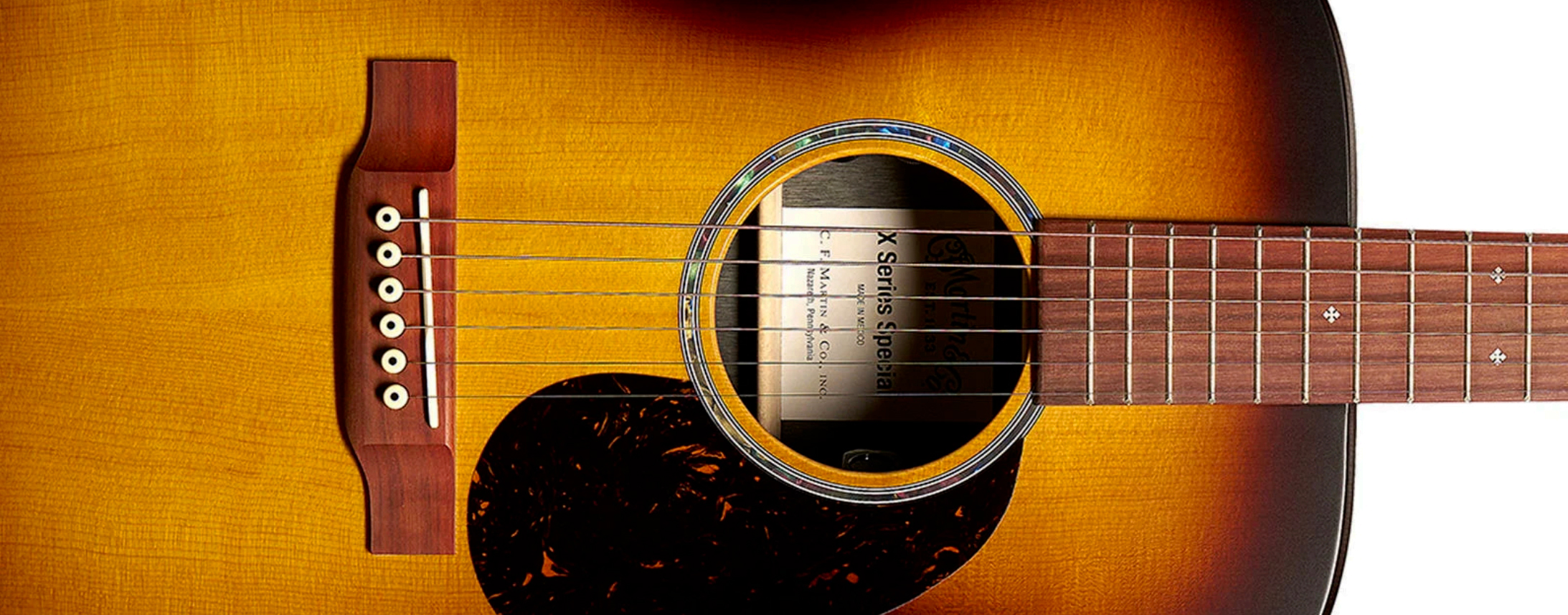 Martin 000x2e Brazilian Auditorium Shsc Epicea Palissandre Hpl Ric - Vintage Burst Satin - Guitare Folk - Variation 2