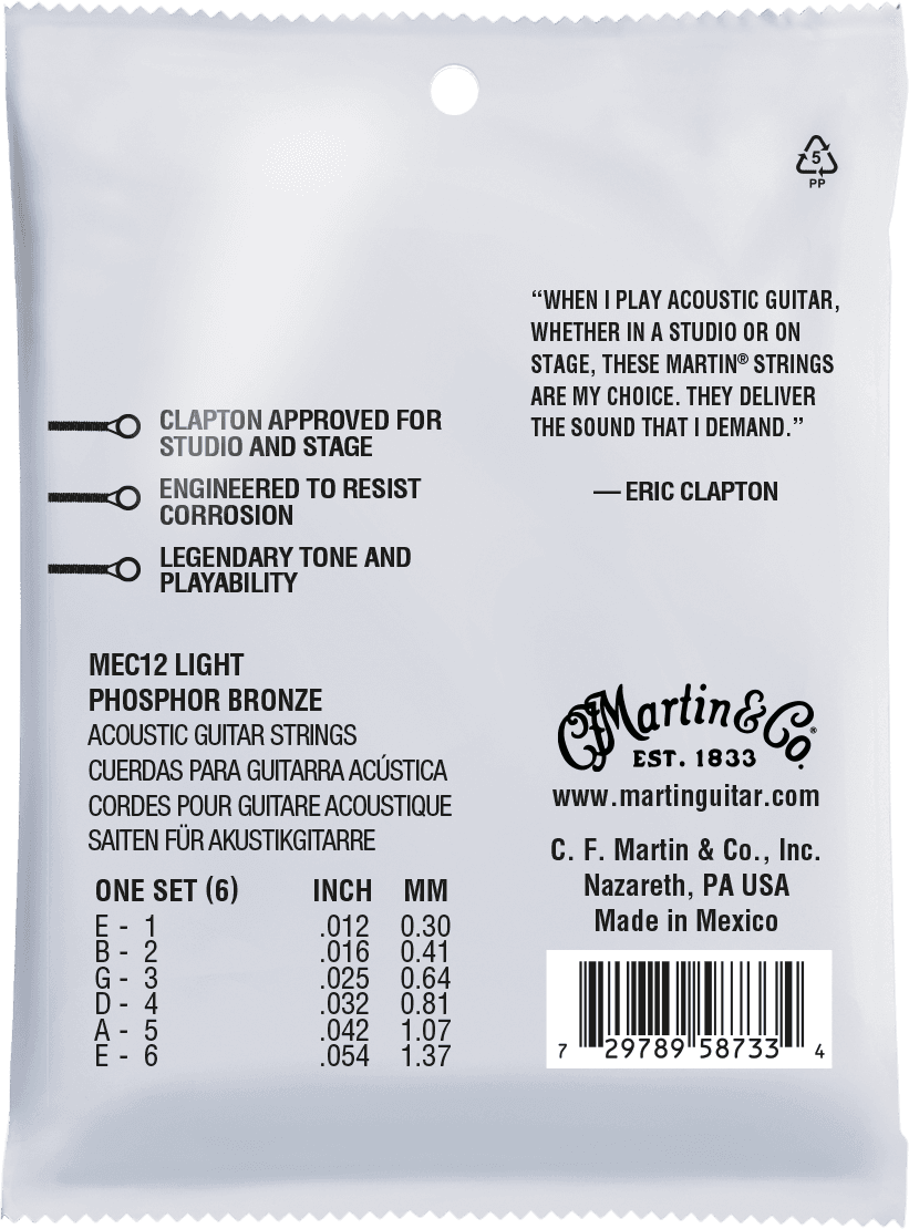 Martin Mec12 Eric Clapton 92/8 Phosphor Bronze Acoustic Guitar 6c 12-54 - Cordes Guitare Acoustique - Variation 1