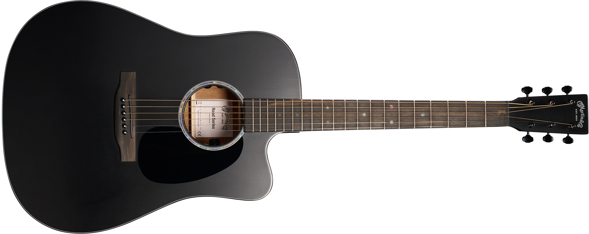 Martin Dc10e Modern Road Dreadnought Epicea Sapele Eb - Black - Guitare Folk - Main picture