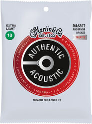 Cordes guitare acoustique Martin MA530T Acoustic Guitar 6-String Set Authentic Lifespan 2.0 92/8 Phosphor Bronze 10-47 - Jeu de 6 cordes