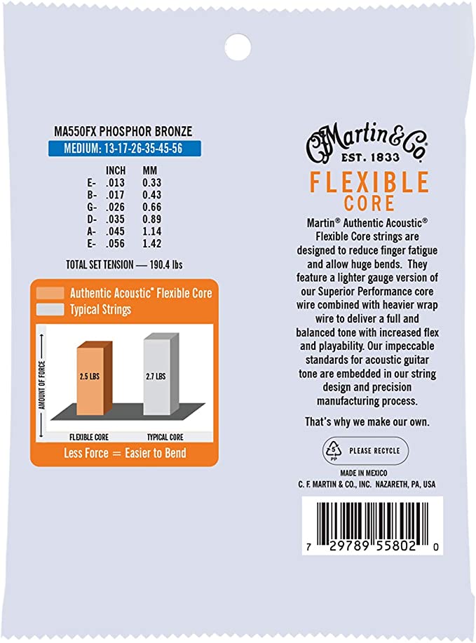 Martin Ma550fx Authentic Flexible Core Phosphor Bronze Acoustic Guitar 13-56 - Cordes Guitare Acoustique - Variation 1