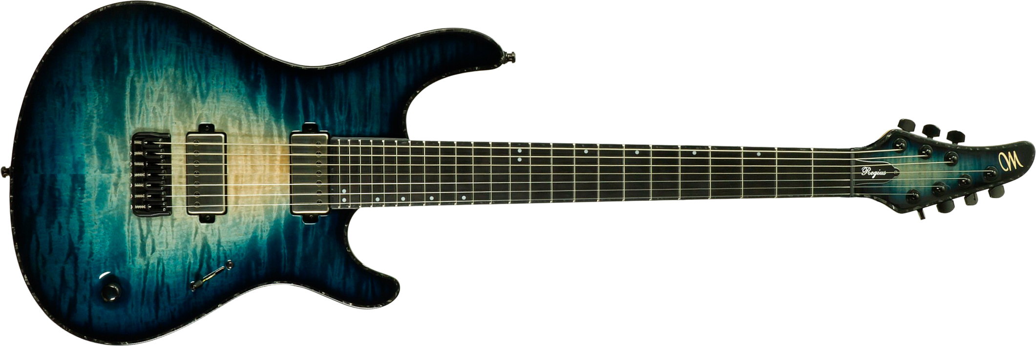 Mayones Guitars Regius 7c Baryton 2h Velvetrone Ht Eb #rf2510186 - Turquoise Iris - Guitare Électrique Baryton - Main picture