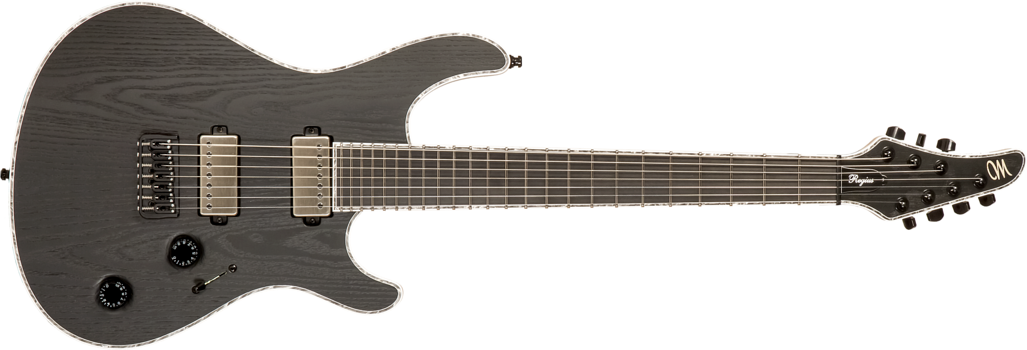 Mayones Guitars Regius Gothic Ash 7c 2h Bkp Ht Eb #rf2312801 - Gothic Black Ash - Guitare Électrique 7 Cordes - Main picture