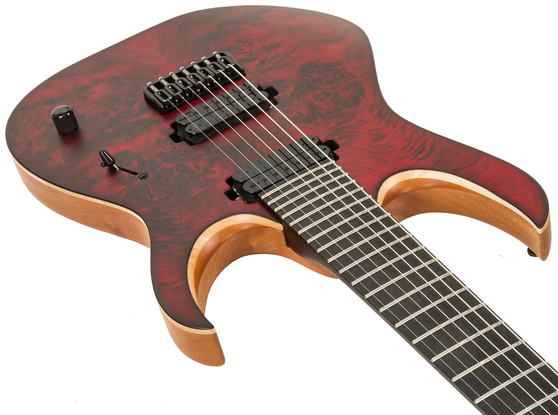 Mayones Guitars Duvell Elite 7 Hh Tko Ht Eb - Dirty Red Satin - Guitare Électrique 7 Cordes - Variation 3