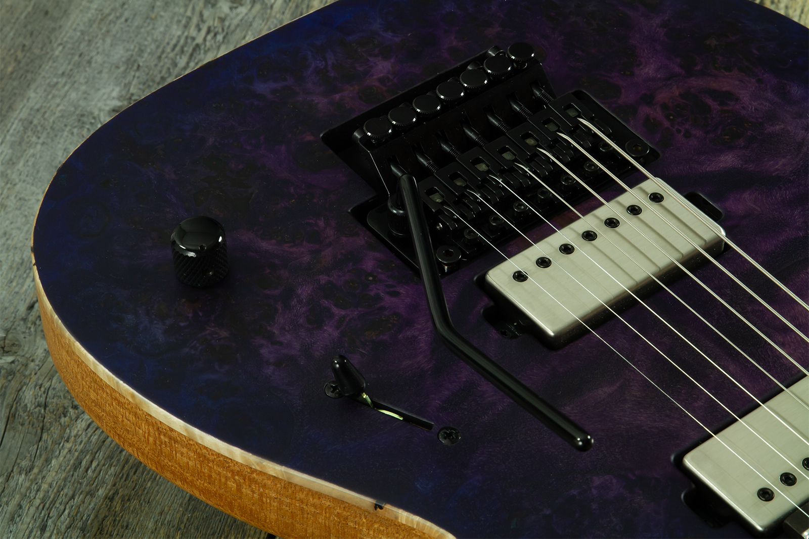 Mayones Guitars Duvell Elite Pro 7c Baryton 2h Velvetrone Fr Eb #df2602262 - Matt Trans Dirty Purple Blue Burst - Guitare Électrique Baryton - Variati