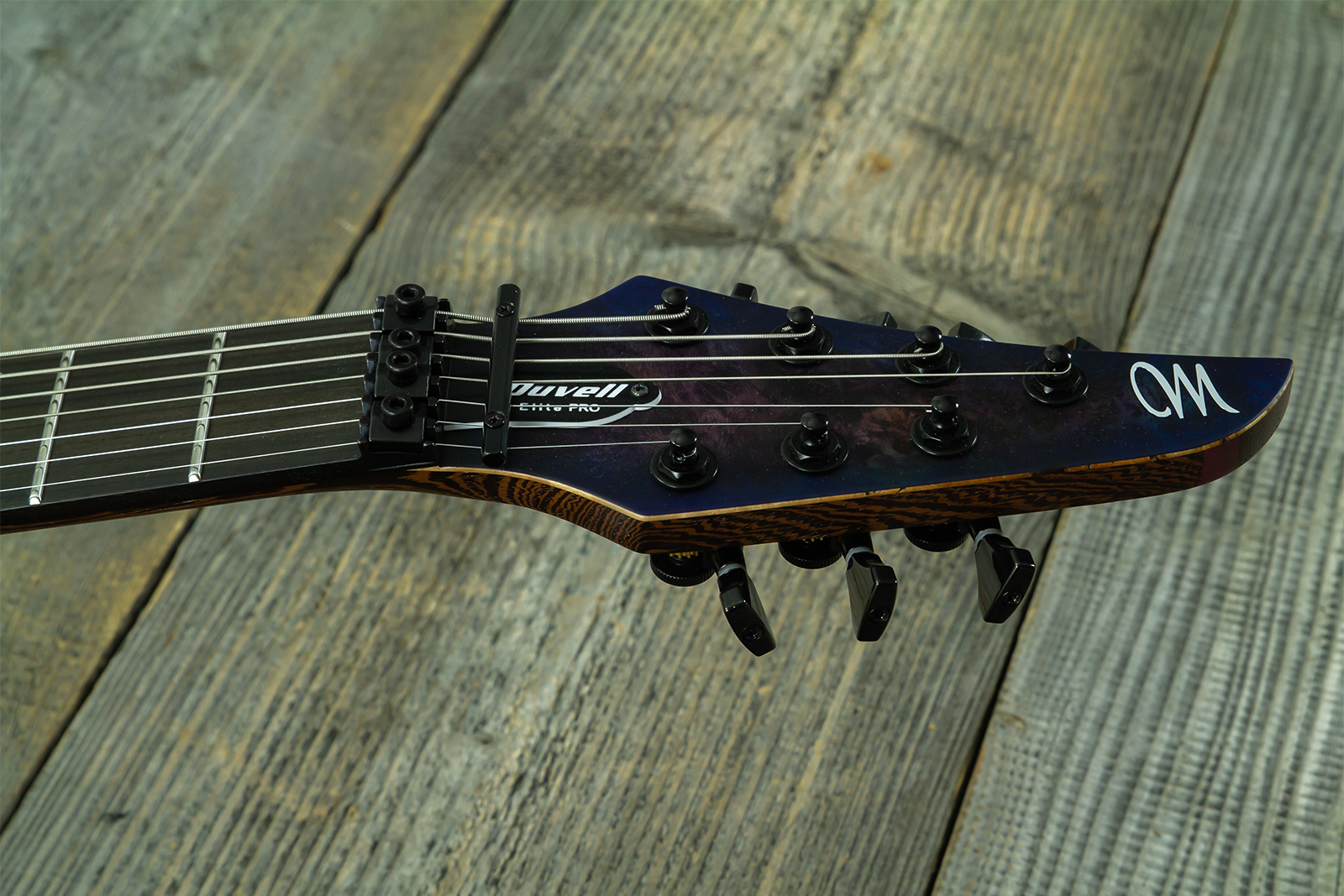 Mayones Guitars Duvell Elite Pro 7c Baryton 2h Velvetrone Fr Eb #df2602262 - Matt Trans Dirty Purple Blue Burst - Guitare Électrique Baryton - Variati