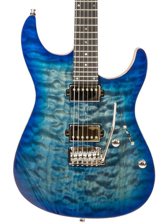 Guitare électrique forme str Mayones guitars Aquila Elite S 6 #AQ2210241 - Lagoon burst