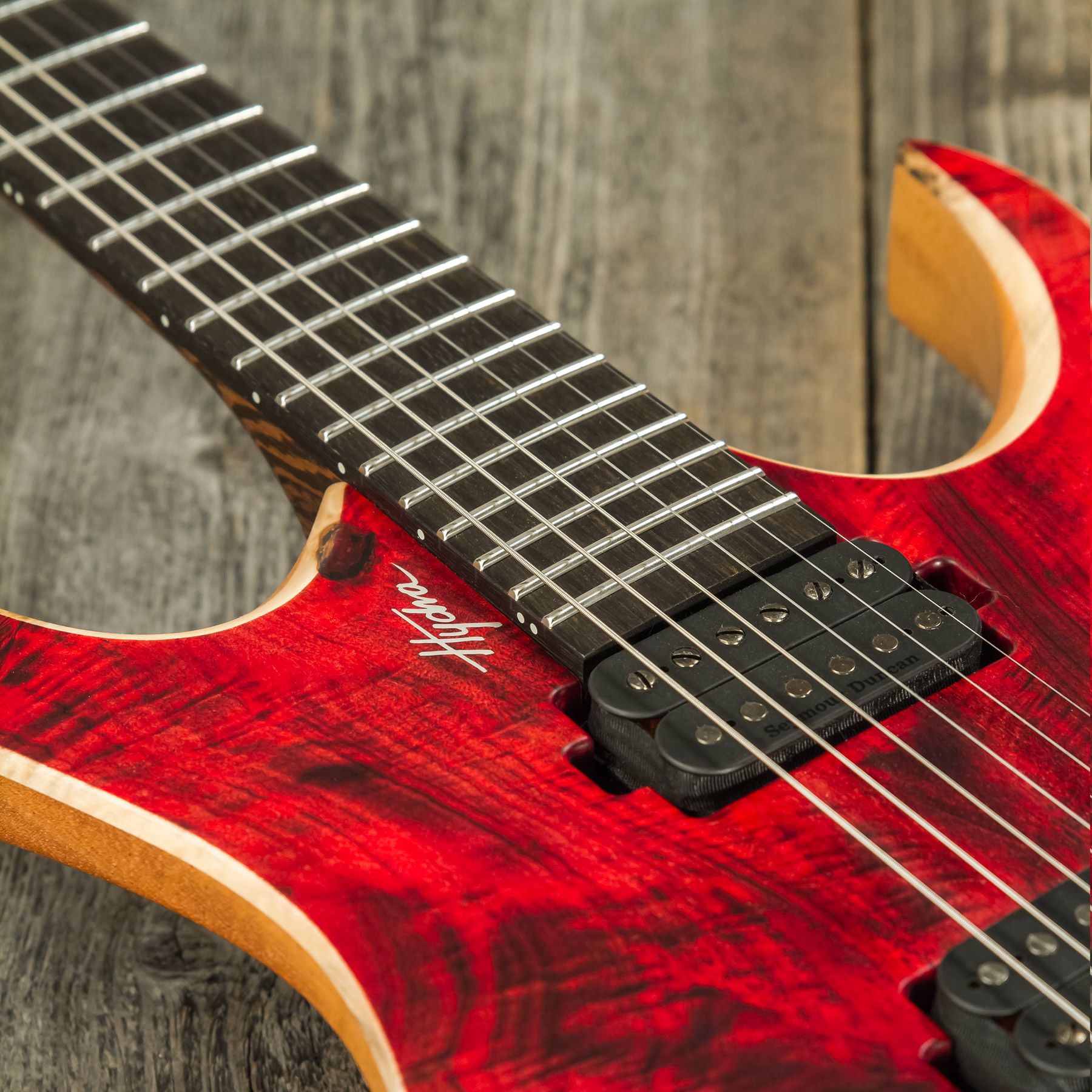 Mayones Guitars Hydra Elite 6 2h Seymour Duncan Ht Eb #hf2008335 - Dirty Red Satin - Guitare Électrique MÉtal - Variation 4