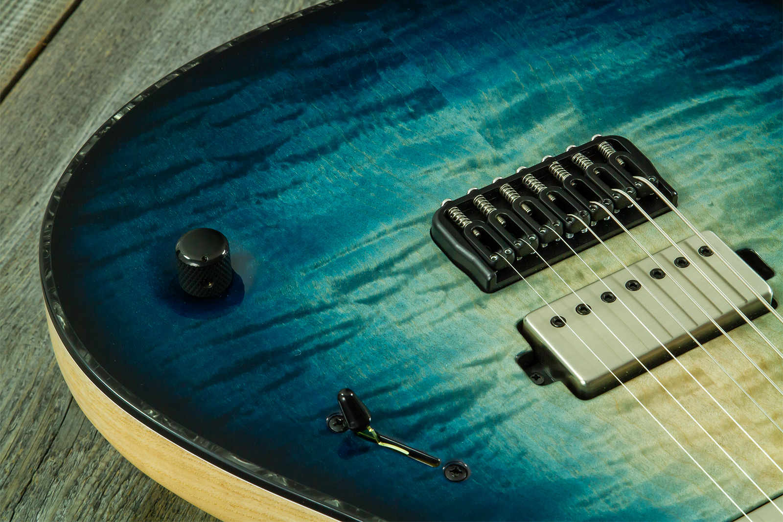 Mayones Guitars Regius 7c Baryton 2h Velvetrone Ht Eb #rf2510186 - Turquoise Iris - Guitare Électrique Baryton - Variation 4