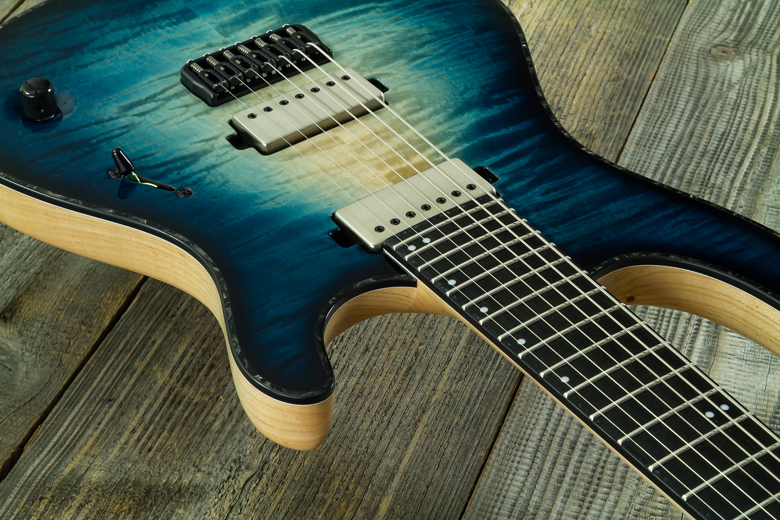 Mayones Guitars Regius 7c Baryton 2h Velvetrone Ht Eb #rf2510186 - Turquoise Iris - Guitare Électrique Baryton - Variation 5