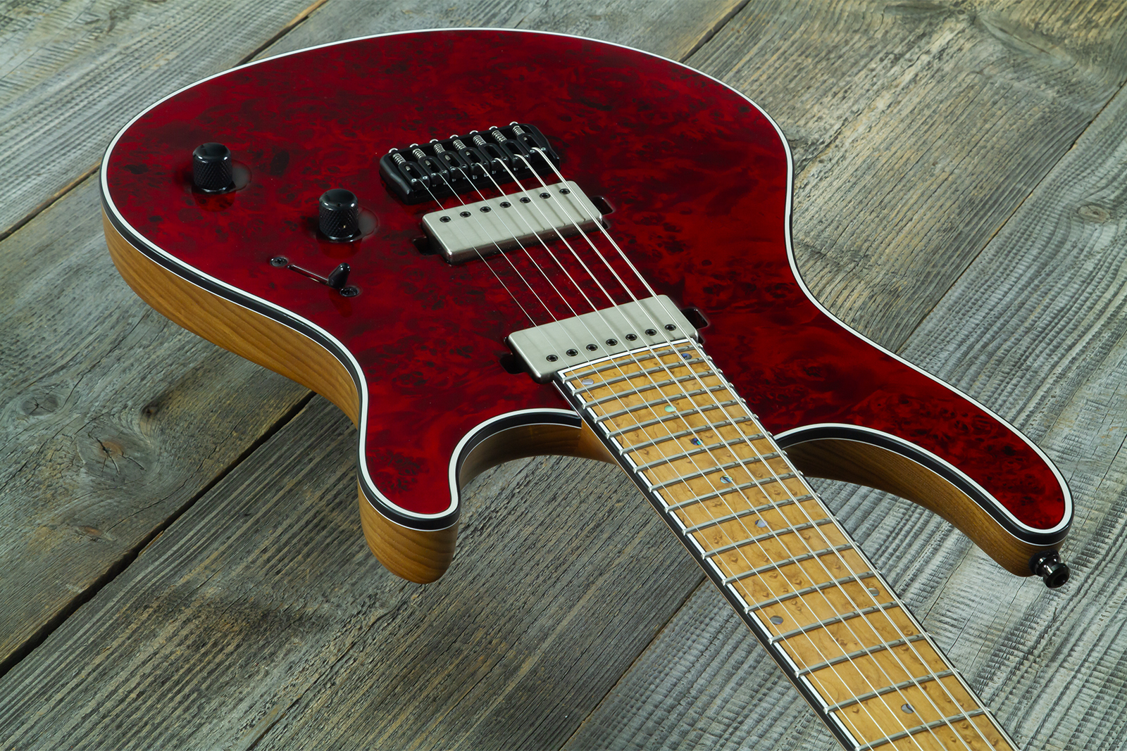 Mayones Guitars Regius 7c Baryton 2h Velvetrone Ht Eb #rf2602251 - Trans Red - Guitare Électrique Baryton - Variation 2