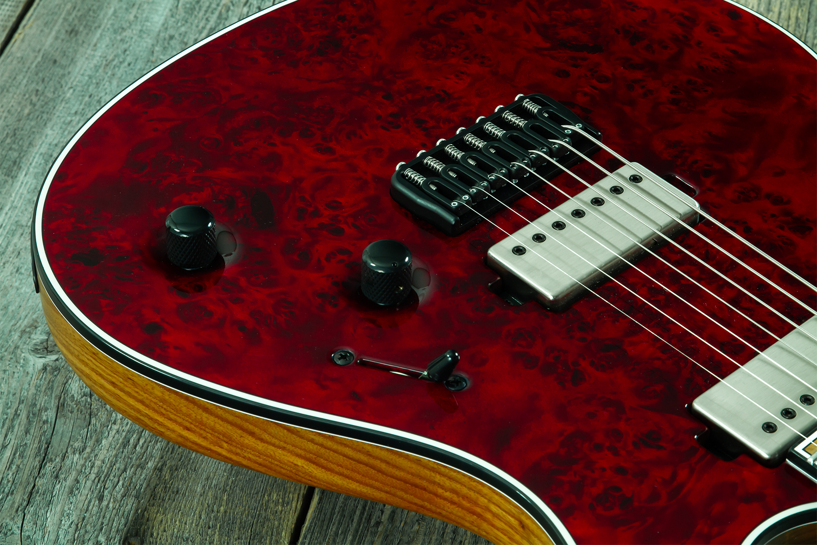 Mayones Guitars Regius 7c Baryton 2h Velvetrone Ht Eb #rf2602251 - Trans Red - Guitare Électrique Baryton - Variation 3