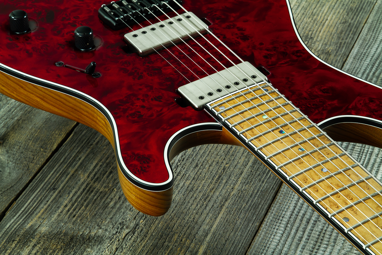 Mayones Guitars Regius 7c Baryton 2h Velvetrone Ht Eb #rf2602251 - Trans Red - Guitare Électrique Baryton - Variation 4