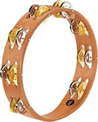 Tambourin Bois - 2 rangées de cymbalettes Laiton/Nickel