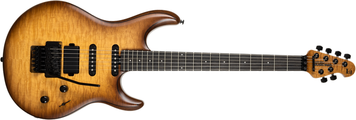 Music Man Steve Lukather Luke 4 30th Anniversary Signature Hss Trem Eb +housse - Steamroller Walnut Burst Satin - Guitare Électrique Signature - Main 