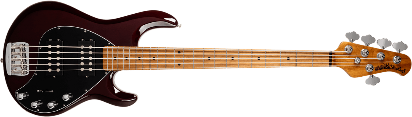 Music Man Stingray Special Hh 5c Active Mn +housse - Translucent Oxblood - Basse Électrique Solid Body - Main picture