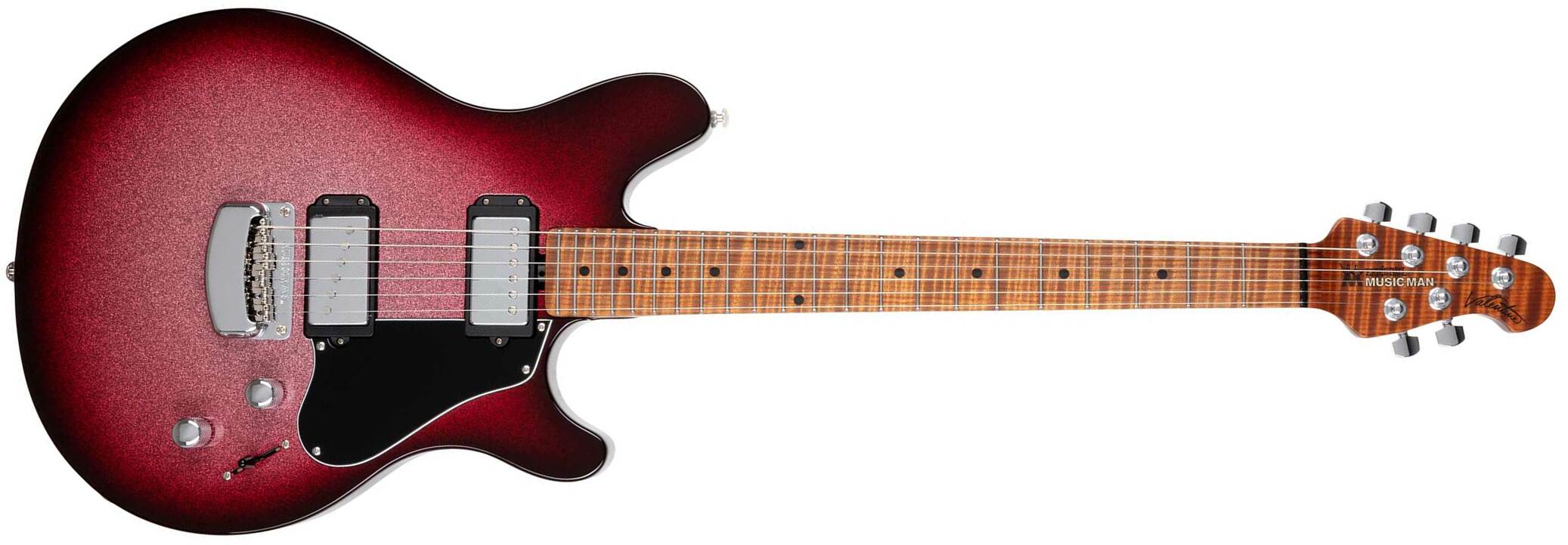 Music Man Valentine Signature 2h Ht Mn +housse - Maroon Burst Sparkle - Guitare Électrique Signature - Main picture