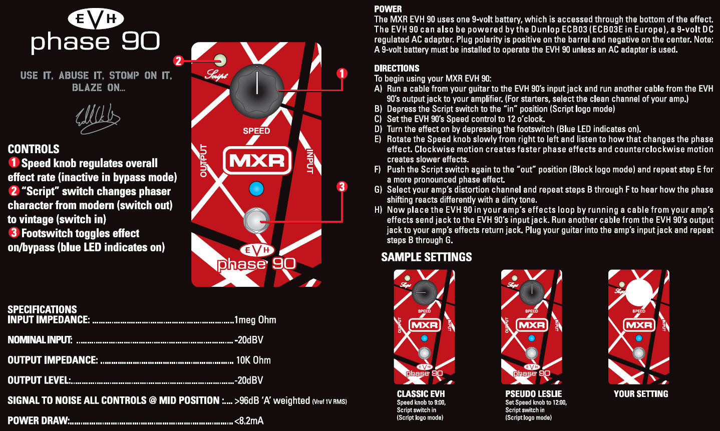 Mxr Eddie Van Halen Evh90 Phase 90 Signature - PÉdale Chorus / Flanger / Phaser / Tremolo - Variation 2