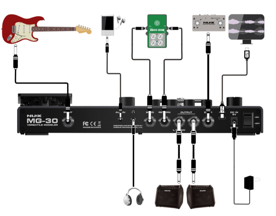 Nux Mg-30 Guitar & Bass Versatile Modeler - Simulation ModÉlisation Ampli Guitare - Variation 8