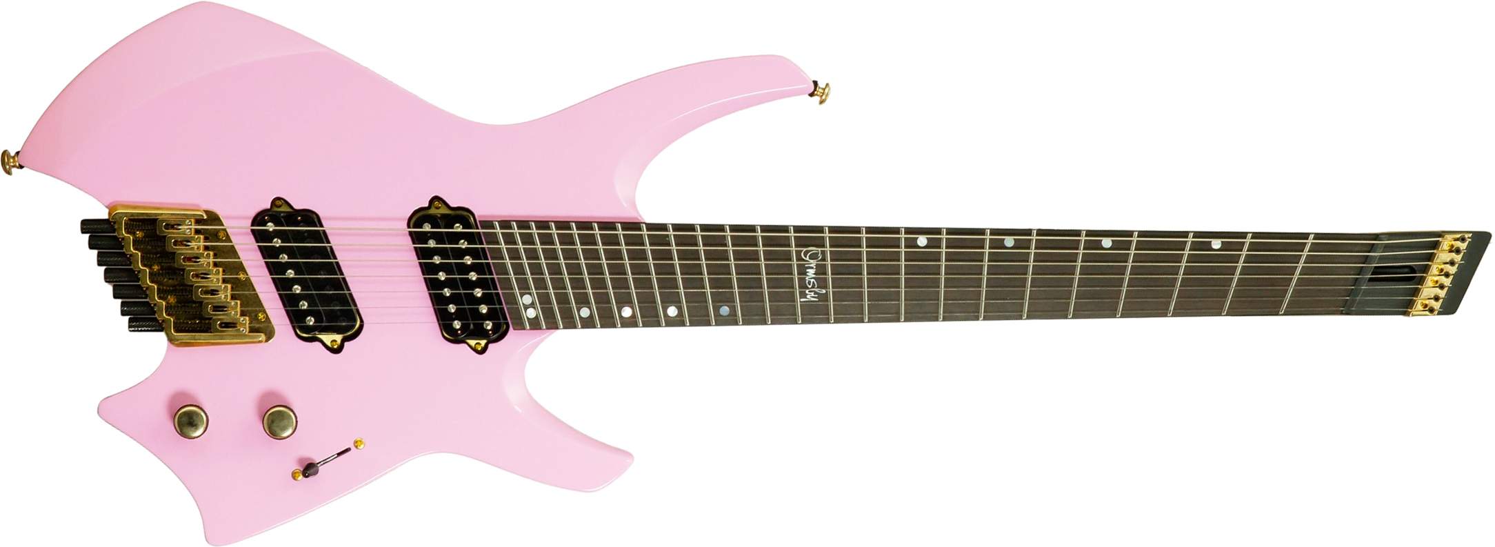 Ormsby Goliath Headless 7 Gtr Run 14 7c Multiscale 2h Ht Eb - Shell Pink - Guitare Électrique Multi-scale - Main picture