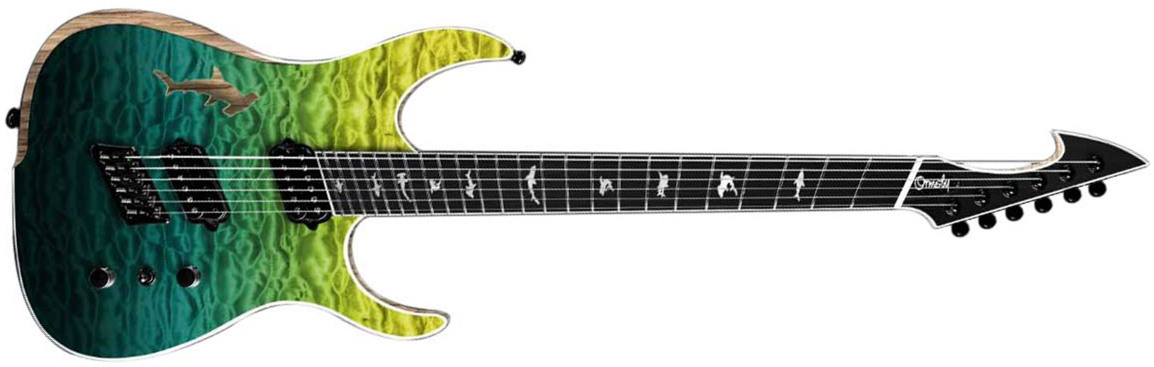 Ormsby Hype Gtr Shark 6c Multiscale 2h Ht Eb - Carribean Blue/green - Guitare Électrique Multi-scale - Main picture