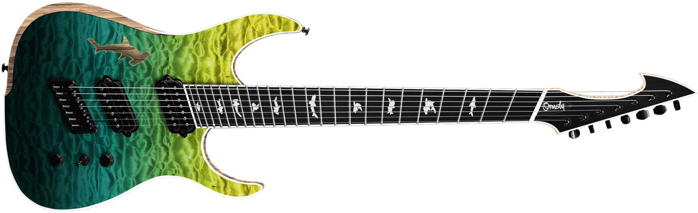 Ormsby Hype Gtr Shark 7c Multiscale 2h Ht Eb - Carribean Blue/green - Guitare Électrique Multi-scale - Main picture