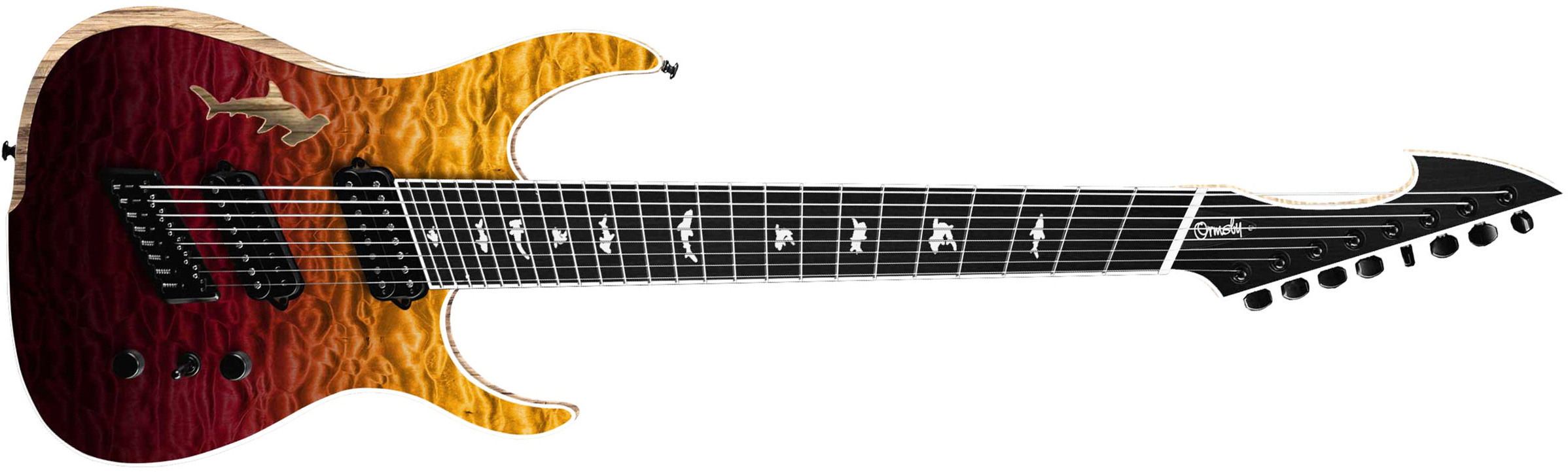 Ormsby Hype Gtr Shark 8c Multiscale 2h Ht Eb - Sunset - Guitare Électrique Multi-scale - Main picture