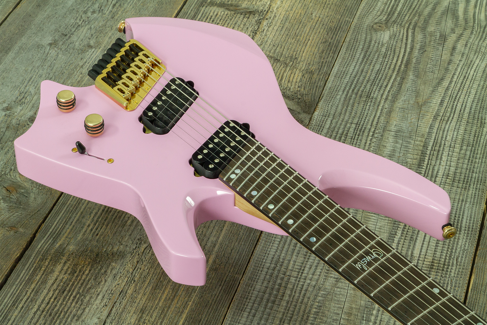 Ormsby Goliath Headless 7 Gtr Run 14 7c Multiscale 2h Ht Eb - Shell Pink - Guitare Électrique Multi-scale - Variation 2