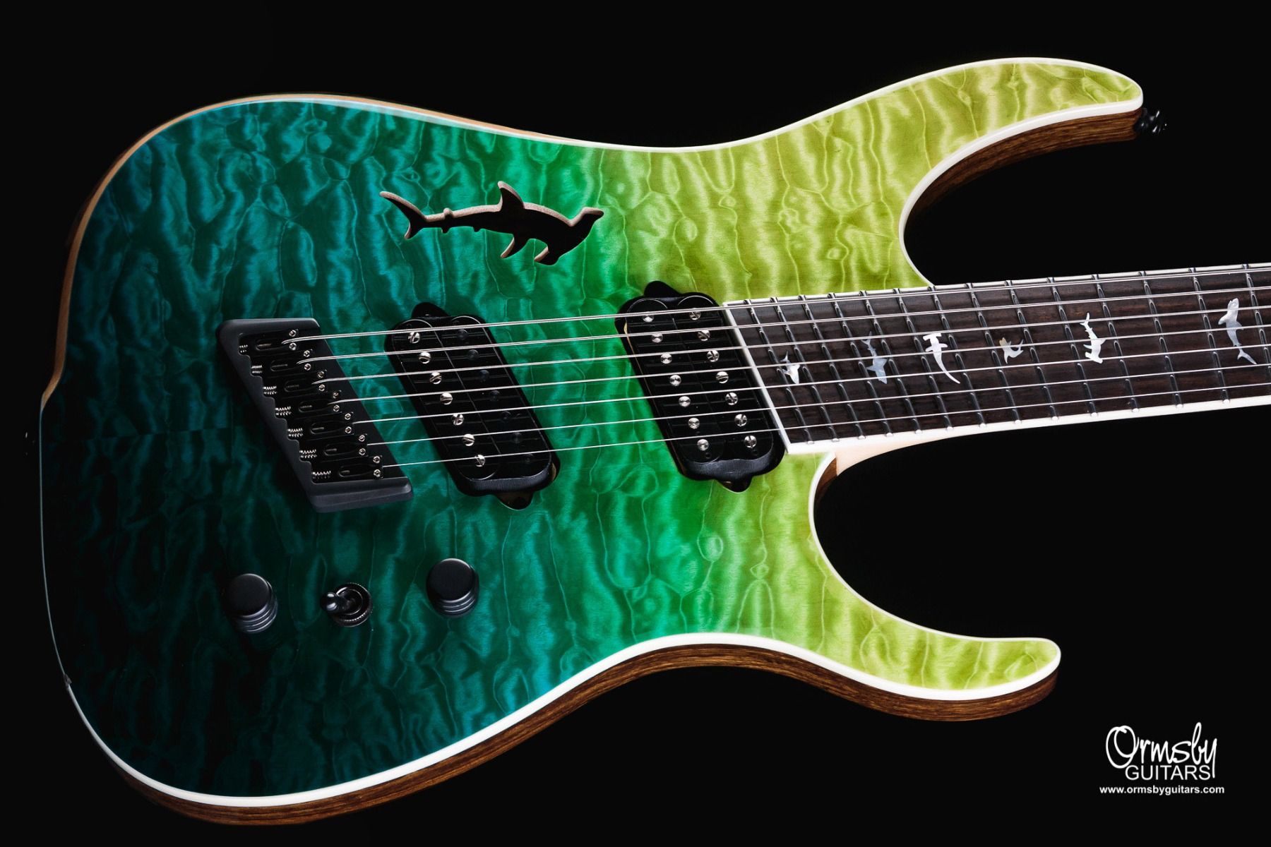 Ormsby Hype Gtr Shark 7c Multiscale 2h Ht Eb - Carribean Blue/green - Guitare Électrique Multi-scale - Variation 2