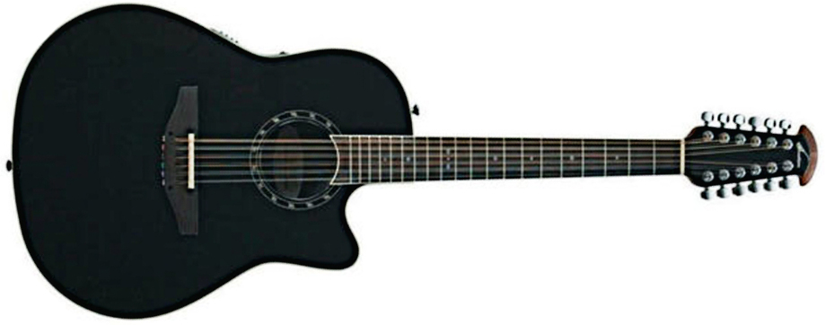 Ovation 2751ax-5 Balladeer Standard 12c Deep Contour Depth Cw Epicea Lyrachord Wal - Black - Guitare Electro Acoustique - Main picture